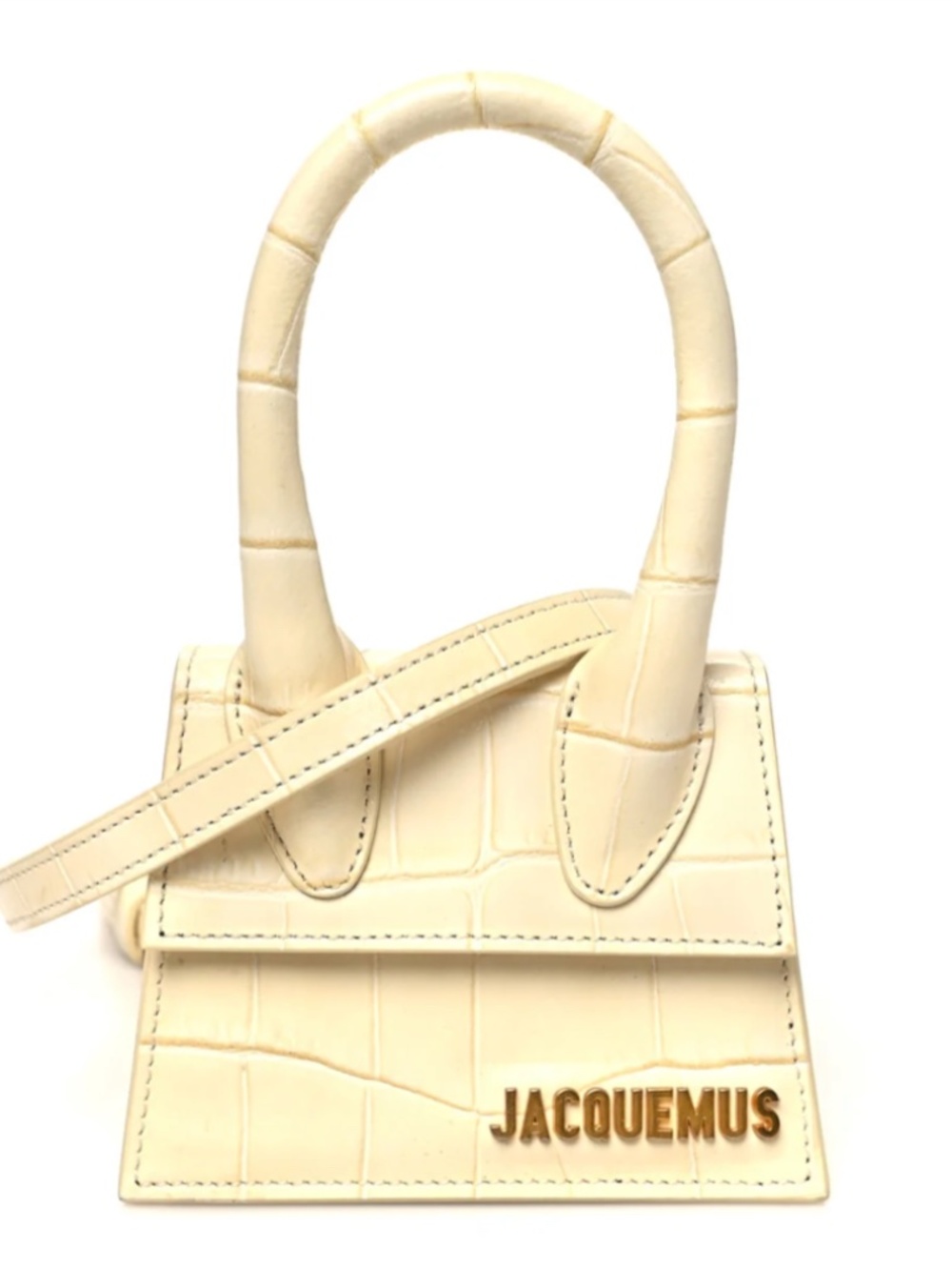 JACQUEMUS Calfskin Crocodile Embossed Le Chiquito Beige - off white ivory